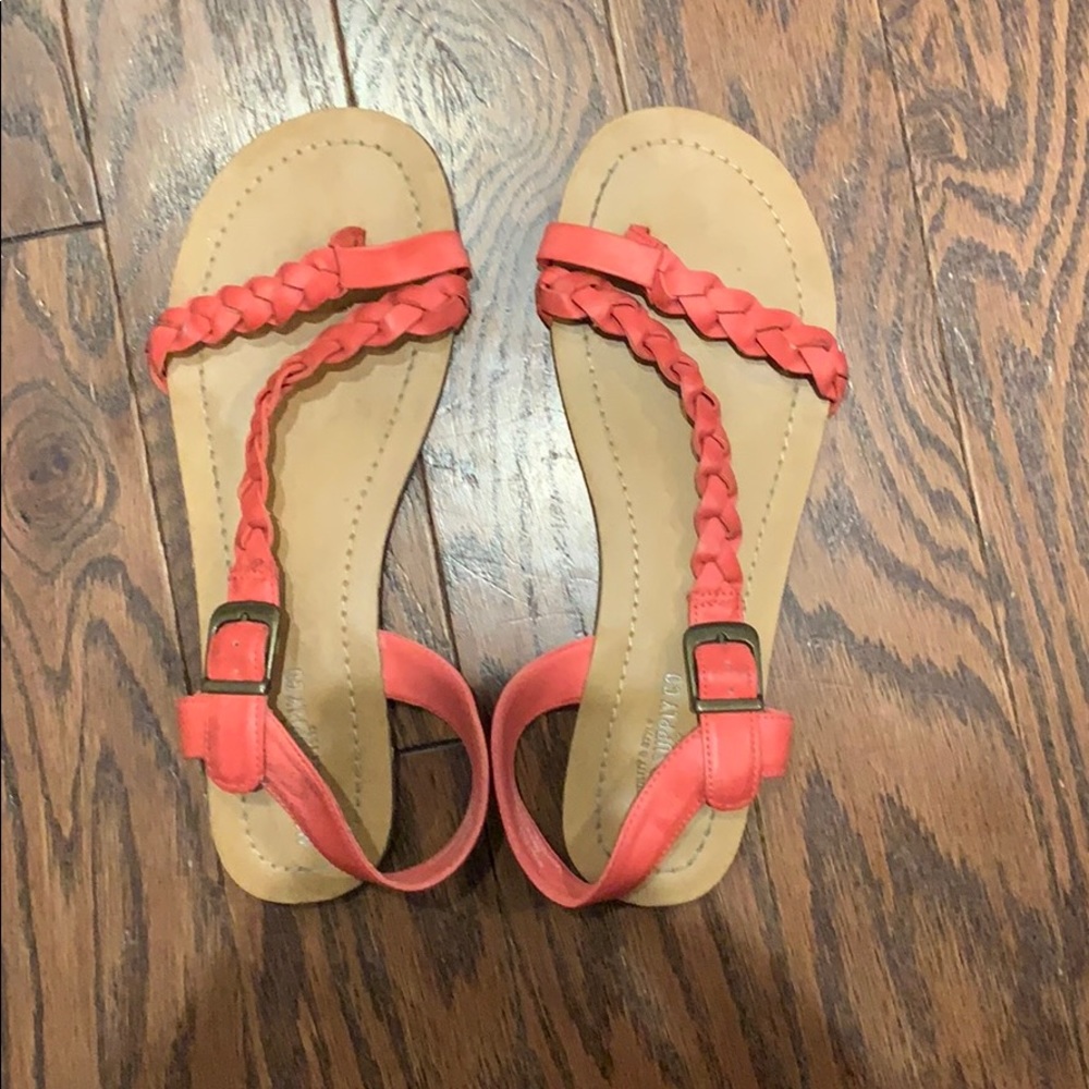 Coral braided sandals size 7